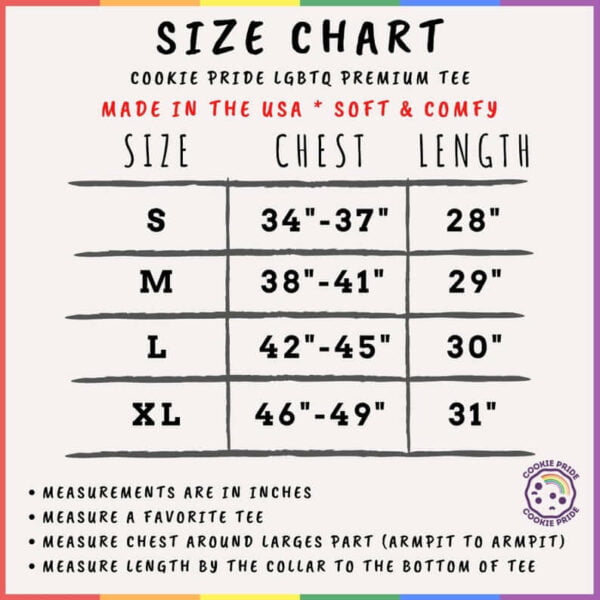 CookiePrideLGBTQ Size Chart
